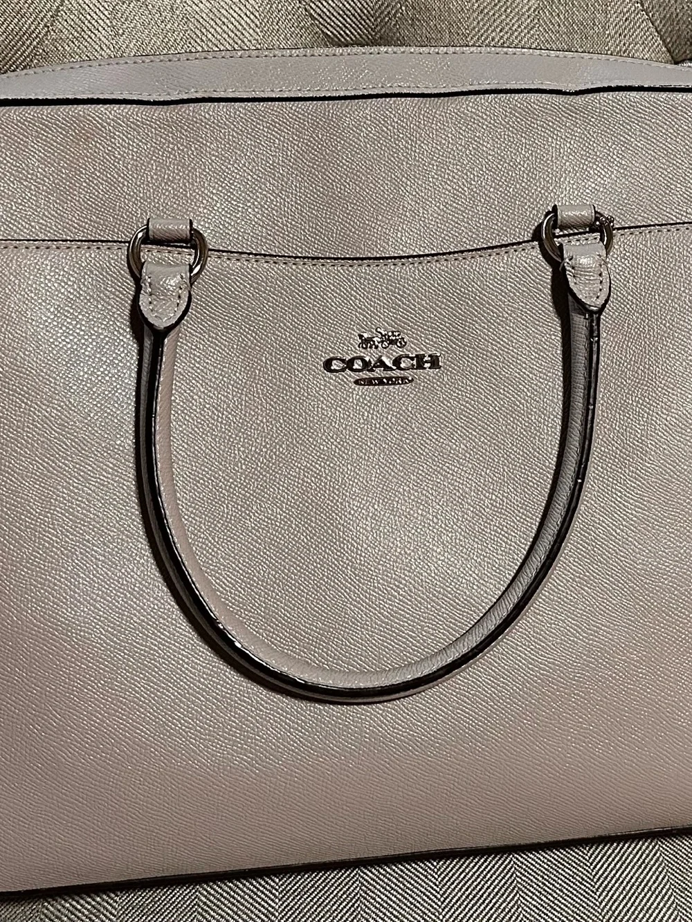 Coach Leather Laptop Bag in Light Taupe